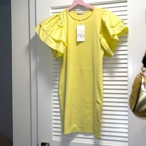 Yellow Zara mini dress.